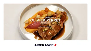 Olivier Perret  signs the dishes in the Air France business cabin on departure from Canadian cities