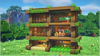 ⚒️Minecraft | How To Build a Survival Set Wooden House - 마인크래프트 건축 : 야생 생존 세트 나무 집 만들기