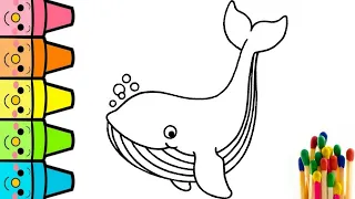 как нарисовать милого кита для детей? / how to draw cute whale for kids?