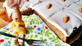 Rezept: Möhren-Kuchen mit Frischkäse-Frosting und Zuckermöhren - Osterrezept / Rüblikuchen