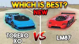 GTA 5 ONLINE : TORERO XO VS LM87 (WHICH IS FASTEST IN THE CRIM INAL ENTERPRISES DLC?)