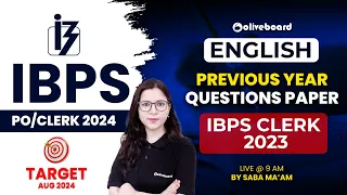 IBPS Clerk English Previous Year Papers 2023 | IBPS Clerk Prelims English 2024 | By Saba Ma'am