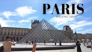 Paris, France. Eifel Tower, the Louvre city walk- August 2022 - 4K 60fps -HDR Walking Tour