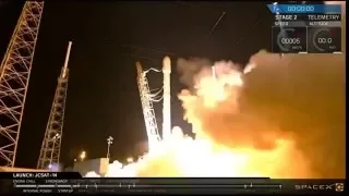 Момент старта и посадки ракеты-носителя SpaceX Falcon 9 (6 мая 2016 года)