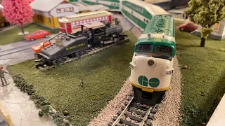 Running Trains on My Ho Scale Layout Live