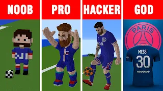 Minecraft NOOB vs PRO vs HACKER vs GOD: MESSI PSG STATUE HOUSE BUILD CHALLENGE in Minecraft