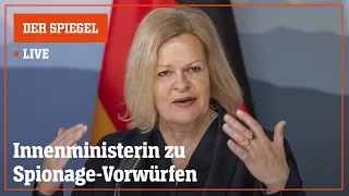 Livestream: Innenministerin zu Spionage-Vorwürfen gegen Mitarbeiter von AfD-Politiker | DER SPIEGEL