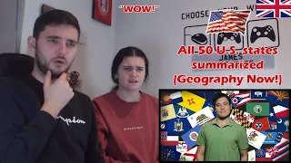 British Couple Reacts to All 50 U.S. states summarized (Geography Now!)