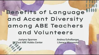 Benefits of Language and Accent Diversity among ABE Teachers and Volunteers