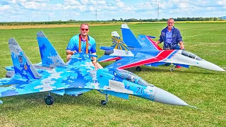 STUNNING 2x HUGE SU-27 RC FLANKER SCALE MODEL TURBINE JET FLIGHT DEMONSTRATION