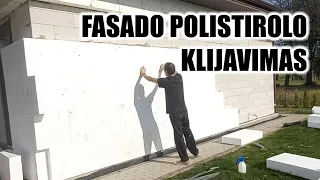 Kaip klijuojam fasado polistirolą per 2 dienas. EPS 70. Kaip klijuoti montažinėm putom ?