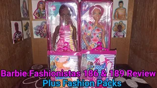 Barbie Fashionistas #186 & #189 Review Plus Fashion Packs