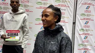 World Record Holders Gudaf Tsegay, Lamecha Girma Before 1500m And 3000m At NB Indoor Grand Prix