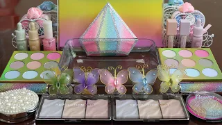 Mixing"pastel" Eyeshadow and Makeup,parts,glitter Into Slime!Satisfying Slime Video!★ASMR★
