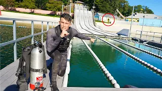 Sneaking Into Closed Waterpark to Search For Treasure!! (diver finds something unacceptable)