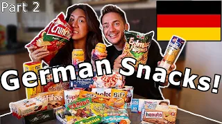 American Girlfriend Tries GERMAN SNACKS & CANDY! (Part 2) - Where Is The Kinder Surprise?!