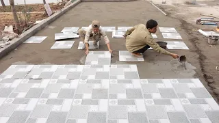 How To Install Yard With Ceramic Tiles | Project Building Brick Yard