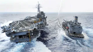 The Extreme Process of Refueling $13 Billion US Aircraft Carrier During Storms