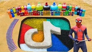 Experiment: TikTok Logo in the Hole with Orbeez Colorful, Mentos vs Coca Cola, Fanta & Popular Sodas
