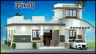 35x40 West Facing House Design, 4 Room House Plan With Elevation Design, Modern Villa Design