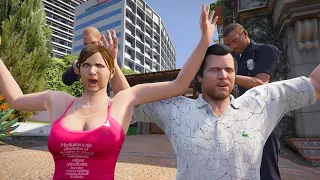 "The Cops" Arrest Michael And Amanda For Stealing Car In GTA 5!