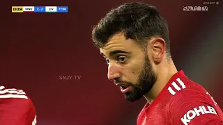 Bruno Fernandes warming up, substitution and amazing goal VS Liverpool