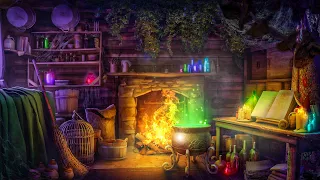 Witch's Cabin Ambience 🔮🕯️ Bubbling Cauldron, Crackling Fire & Magical Potions 🪄🎧 10 Hours