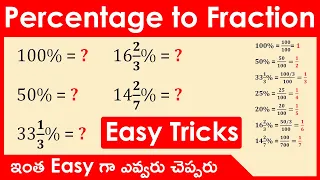 Percentage to Fraction Conversion in Telugu | Concept, and Tricks | Useful for All Competitive Exams