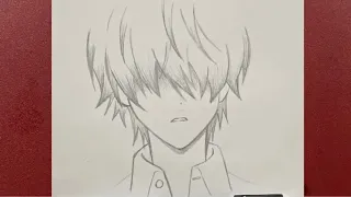 Easy anime drawing | how to draw sad boy using a pencil step-by-step