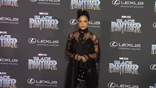 Tessa Thompson "Black Panther" World Premiere Purple Carpet