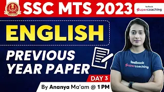 SSC MTS Previous Year Paper | English | SSC MTS Solved Paper | SSC MTS 2023 | Day 3 | Ananya Ma'am