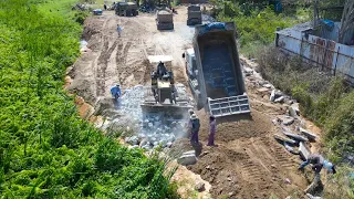 Amazing road building mighty machines bulldozer pushing rock ,Sheet Panel Stone Dump Truck Activity