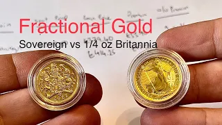 Gold Sovereign vs 1/4 oz Britannia - physical fractional bullion coins to stack/buy Royal Mint 4k HD