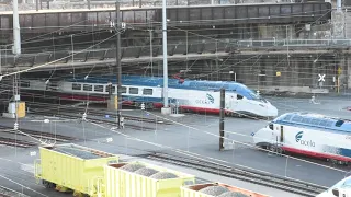 Amtrak Avelia Liberty test train Leaves Penn Coach Yard on Rare Trackage (new Acela 2)