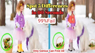 Spot The Differences!Spot 5 Differences in 60 Second😇!99% Fail!#Puzzle-37!
