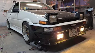 Ae86 4age20v update, Trueno bumper and fog lights installed