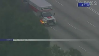 Police chase LA that ended with stolen U-Haul catching fire