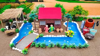 DIY mini Farm Diorama with House for Cow, Horse - Mini Hand Pump Supply Water Pool for Animals #26