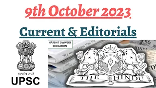 9th October 2023-The Hindu Editorial Analysis+Daily General Awareness Articles by Harshit Dwivedi