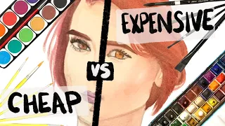 CHEAP vs EXPENSIVE WATERCOLORS | Same portrait with cheap and expensive watercolor supplies