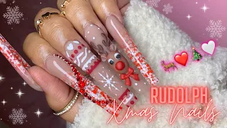 CHRISTMAS NAIL ART🦌❤️🎄🤍/ ACRYLIC NAILS/ HOW TO EASY 3D