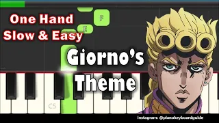 Giorno's Theme One Hand Slow Easy Piano Tutorial