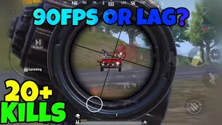 PLAYING WITH LAG or 90fps?| PUBG MOBILE iPhone XR 5finger claw+gyro