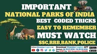 IMPORTANT NATIONAL PARKS OF INDIA  | Best Coded Tricks Easy to Remember | SSC | BANK | RRB | SI |