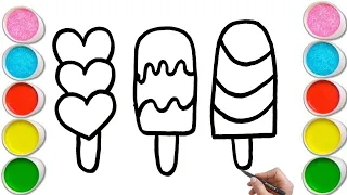 Ice Cream Drawing, Colouring and Painting for Toddlers & Kid's | How to Draw Ice Cream Drawing