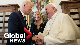 Biden meets Pope, tells him he's the "most significant warrior of peace" he's ever met