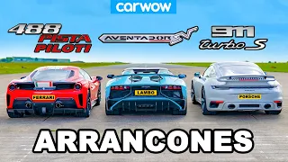 Ferrari 488 Pista Piloti vs Aventador SV vs 800hp 911 Turbo S: ARRANCONES