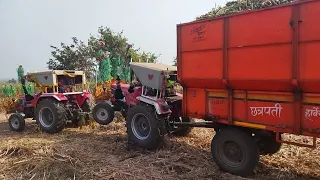 mahindra arjun novo and mahindra arjun 605tractor sugarcane load trolley pulling l😭😭