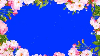 Красивая рамка из роз на синем фоне хромакей бесплатный футаж