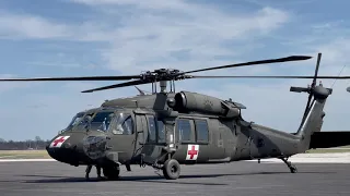 Blackhawk HH-60 MEDEVAC startup and departure.